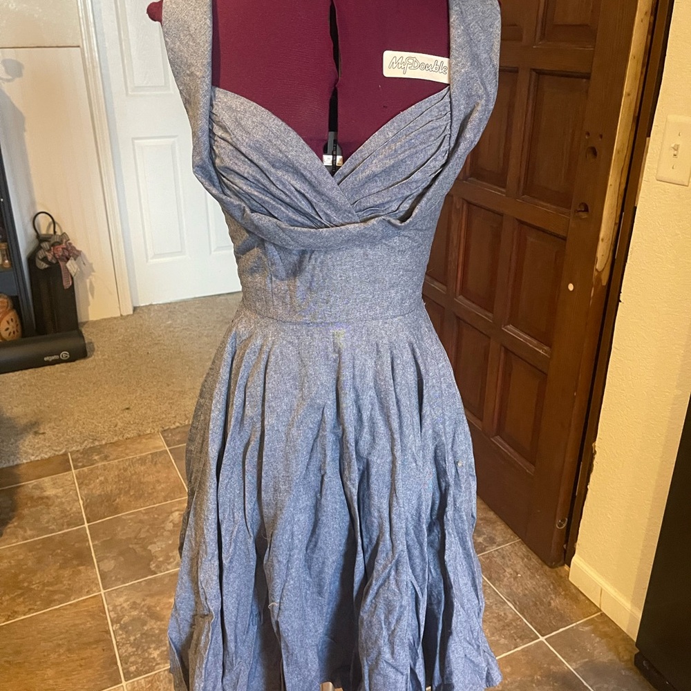 Trashy Diva Blue Gathered Midi Dress